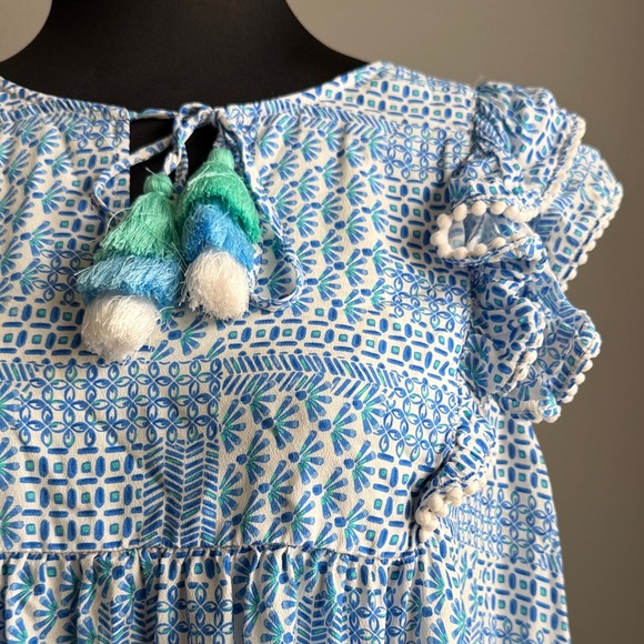 Vineyard Vines Patchwork Ruffle Sleeve Top Silk Blend Size Large - Picture 6 of 11